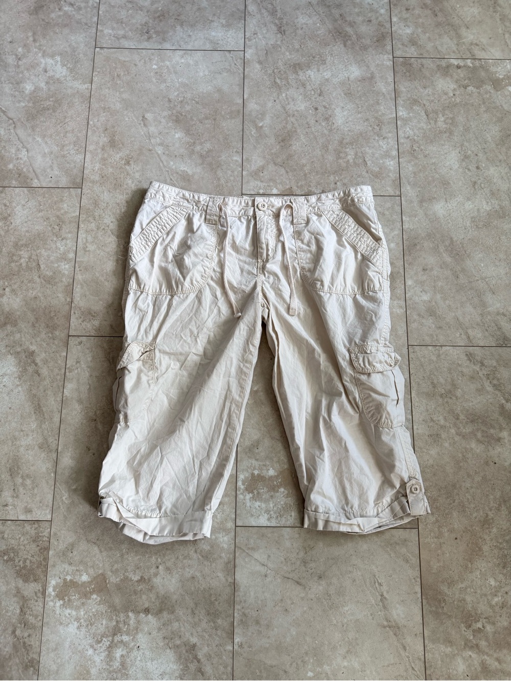 Women’s Cargo Capris - Light Beige Casual Shorts